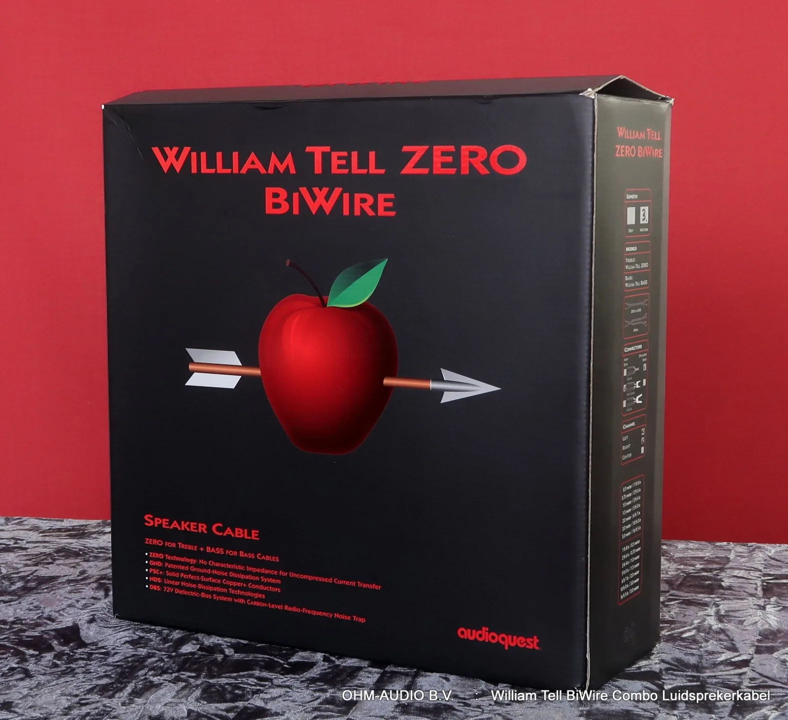 Câble de haut-parleur AudioQuest William Tell BiWire Combo ( Zero + Bass ), 72V DBS Carbon : RUPTURE DE STOCK