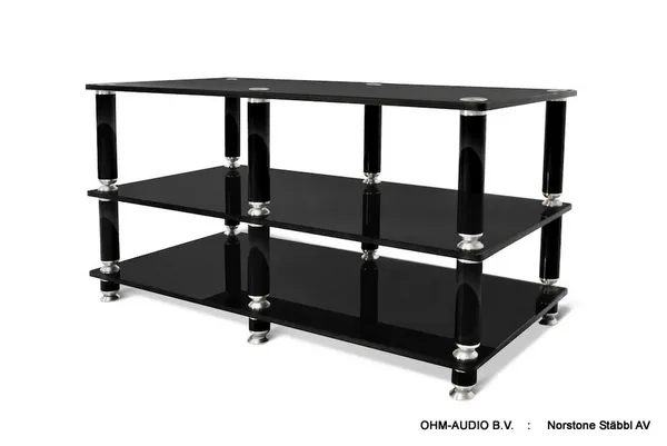 Norstone Stäbbl AV, Meuble Audio, Verre Noir, Neuf
