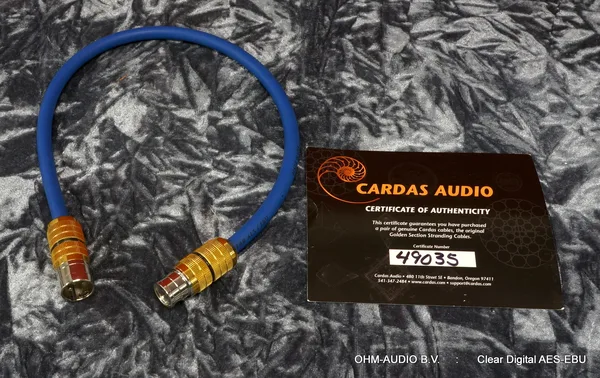 Cardas Audio Clear Digital AES/EBU 0,5 Meter, Inklusive Originalverpackung: SOLD to the UK