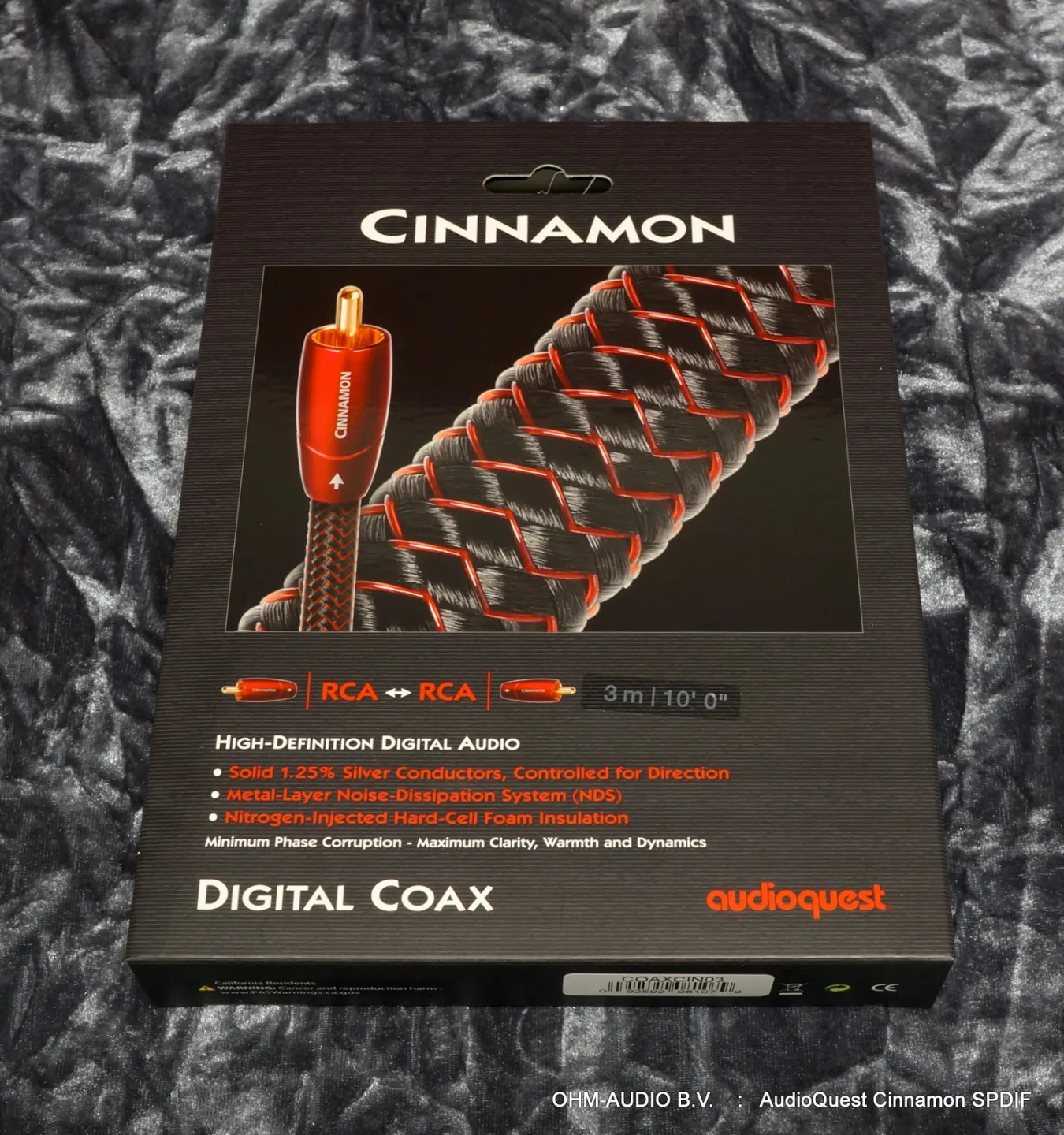 Audioquest Cinnamon Coax SPDIF 3.0 Meter, Unbenutzt, Originalverpackung : VERKAUFT