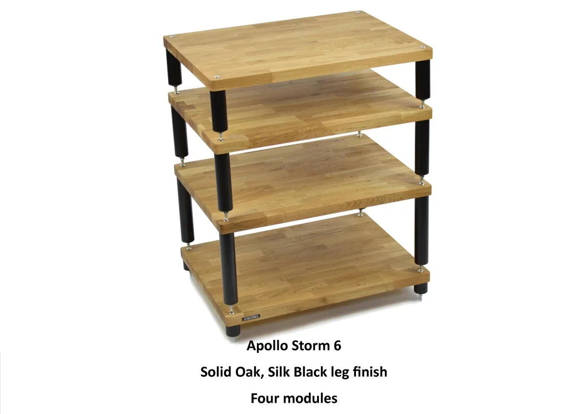 Atacama Apollo Storm 6, Hifi Rack, Solide Eikenhouten Planken, Licht Hout / Donker Hout / Zwart
